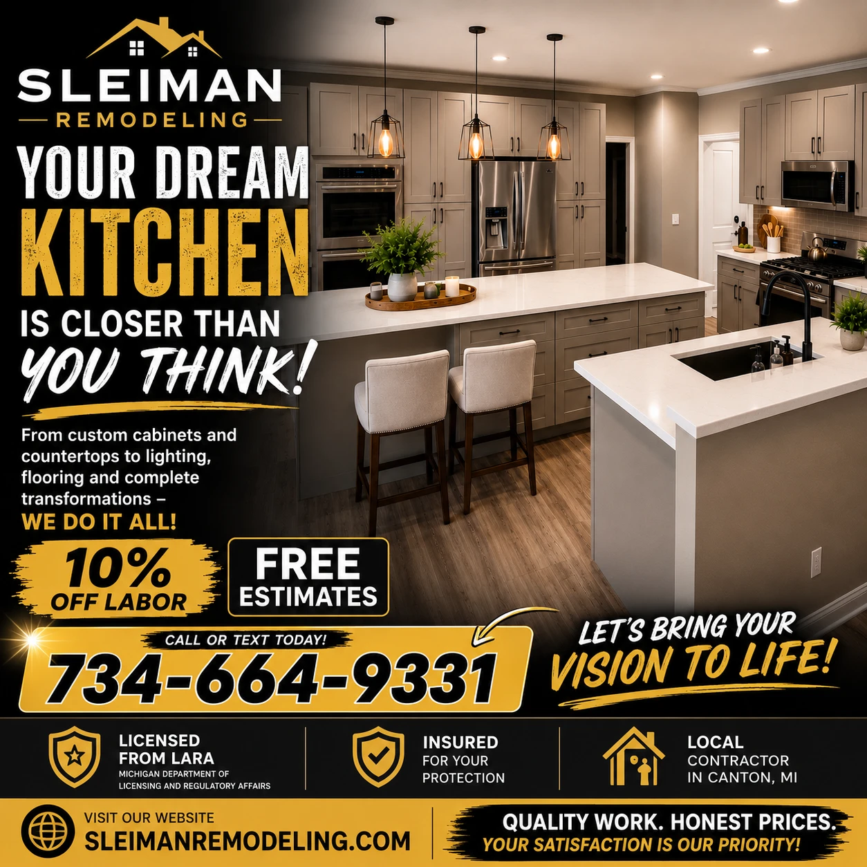 Your dream kitchen flyer — 10% off labor, free estimates